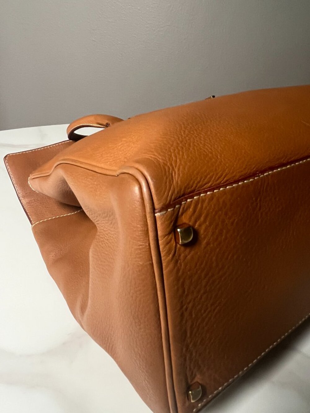 Salvatore Ferragamo Gancini Brown Leather Satchel Top Handle Shoulder Bag - Picture 10 of 16